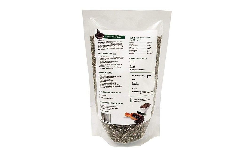 Naturoday Raw Chia Seeds    Pack  250 grams
